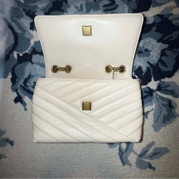 Tory Burch Small Cream Kira Chevron Leather Shoulder Bag - Picture 8 of 16